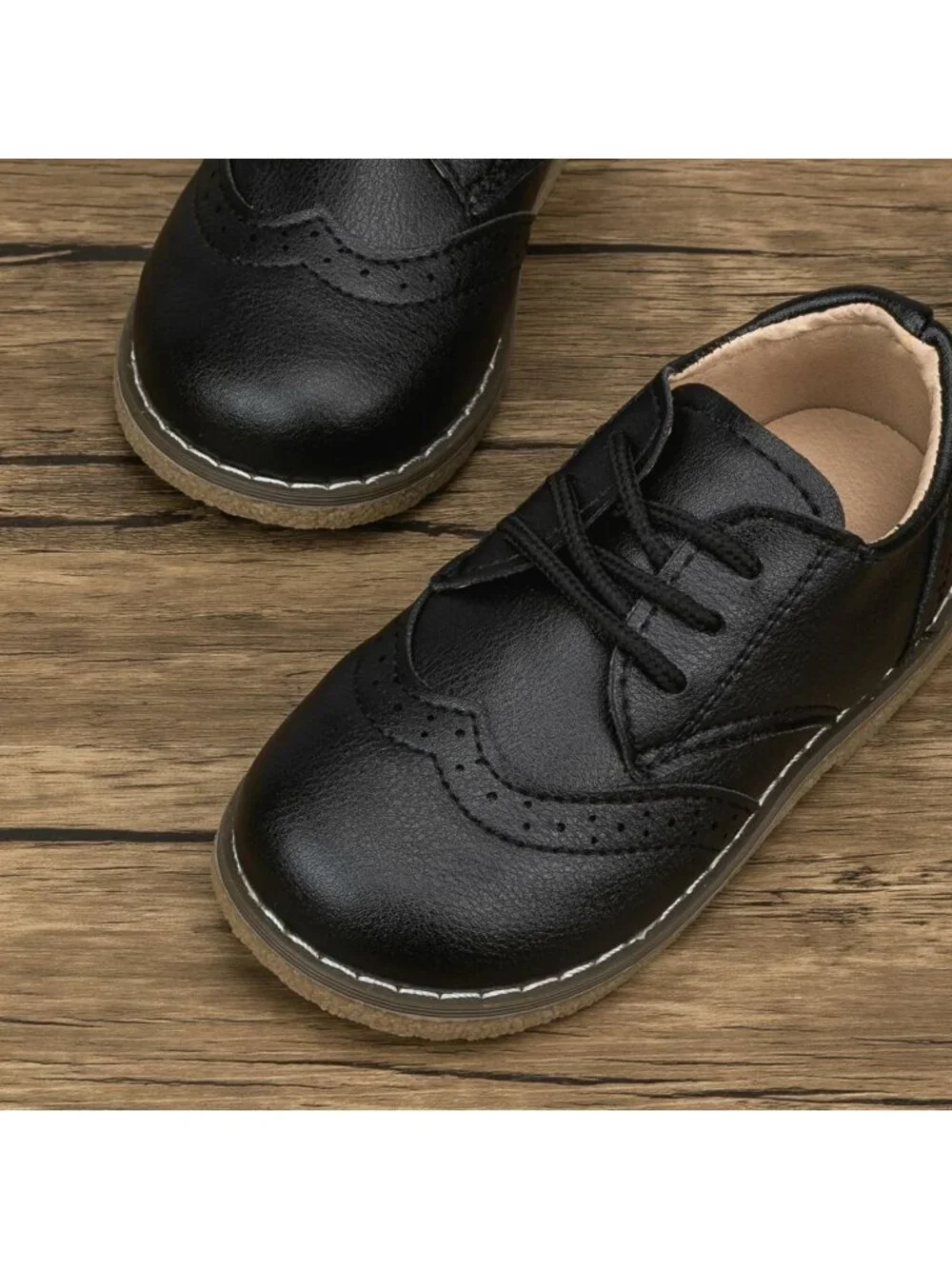 Stylish Toddler Dress Shoes for Boys & Girls - PU Leather Lace-Up Oxfords